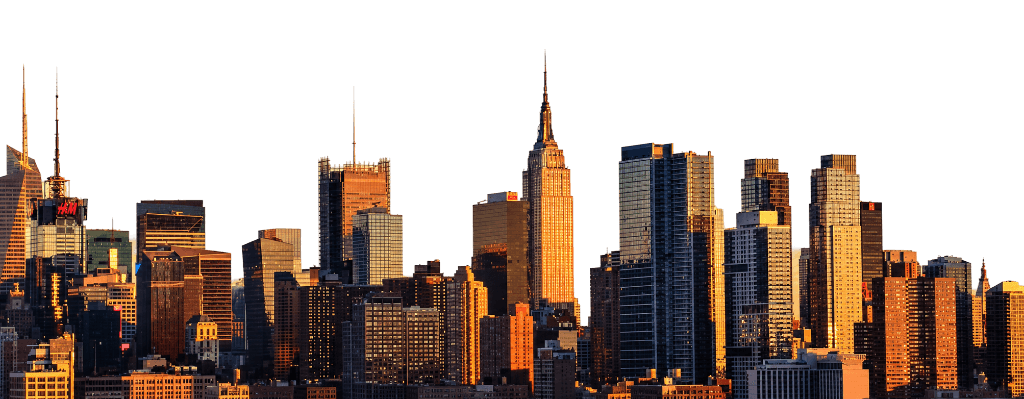 City skyline at golden sunset