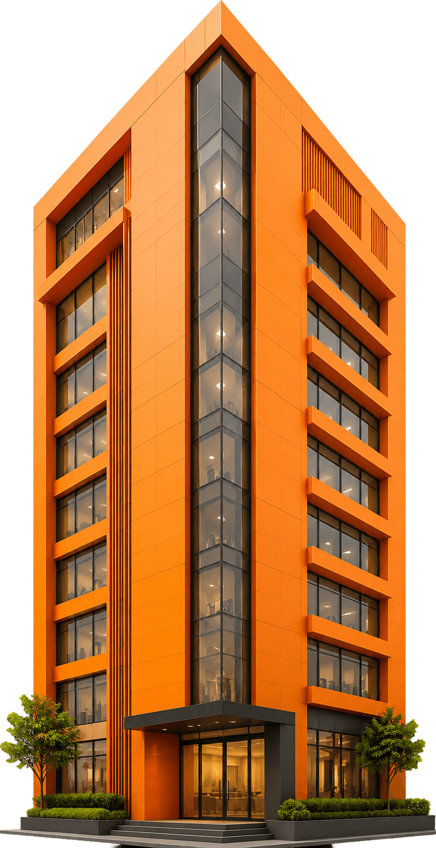 Modern orange commercial architecture building